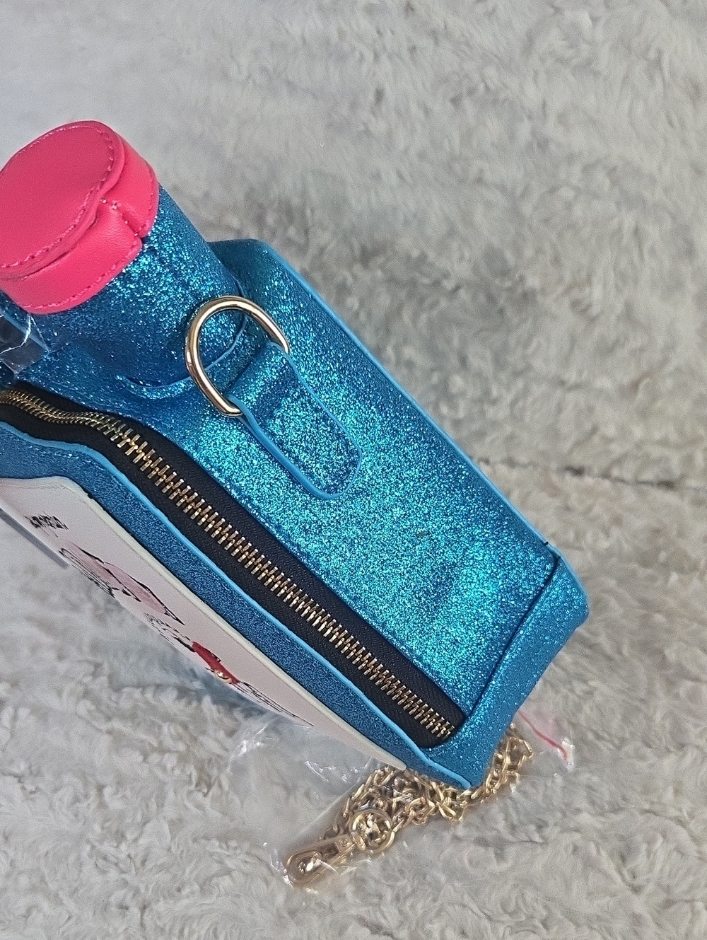 Women’s Glitter Blue 'Bad Boy Fuel' Crossbody Bag - Picture 3 of 4